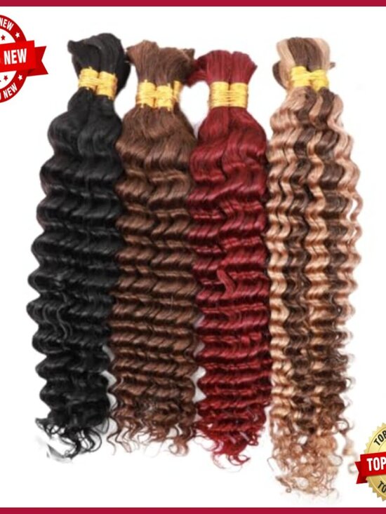 Deep Wave Human Hair Extensions 20 Inch 100g Bundle for Braiding